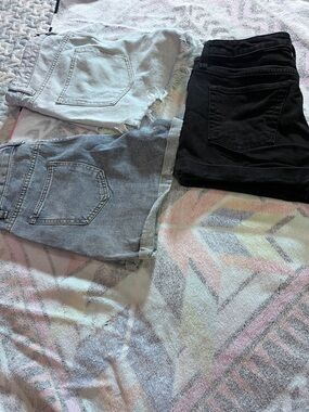 wild fable Black, Light Blue & White Denim Shorts Trio